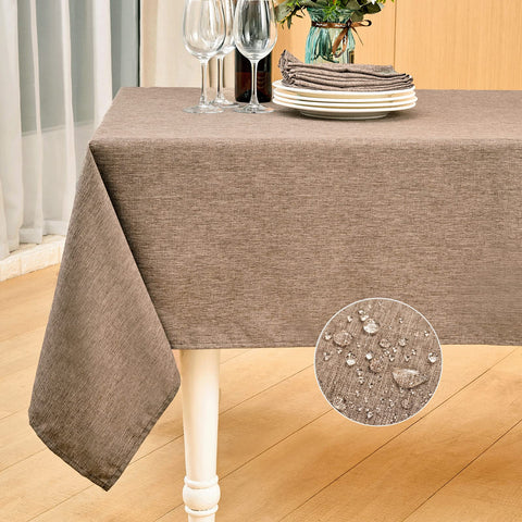 Mebakuk rectangle table cloth in flaxen protects surfaces during family meals