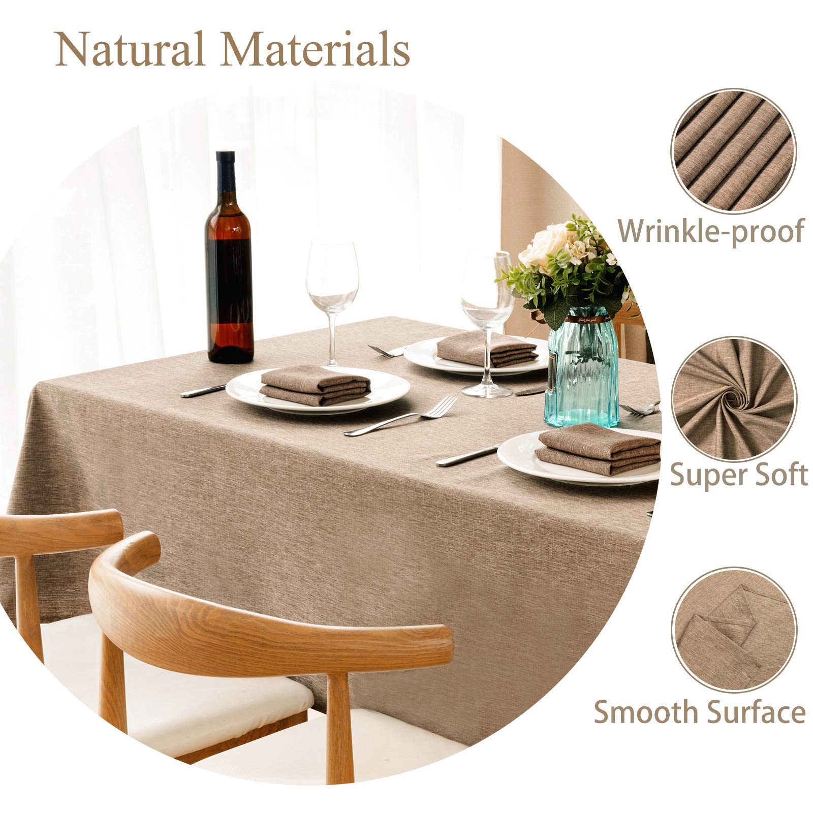 Mebakuk tablecloth close-up shows soft anti-shrink fabric for everyday use