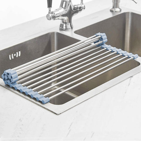 MECHEER folded drying rack on counter doubles as cooling area