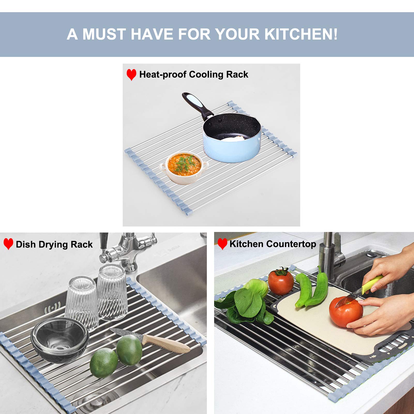 MECHEER stainless steel frame provides sturdy support for drying