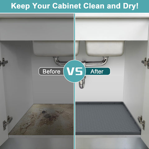 Mecheer under-sink mat is easy to wipe clean
