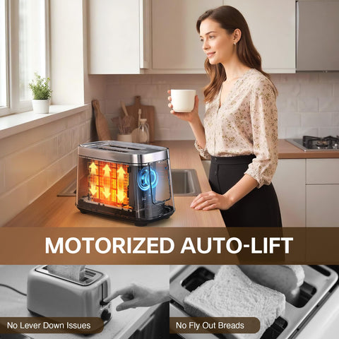 Mecity toaster displaying 8 bread programs on the touch panel