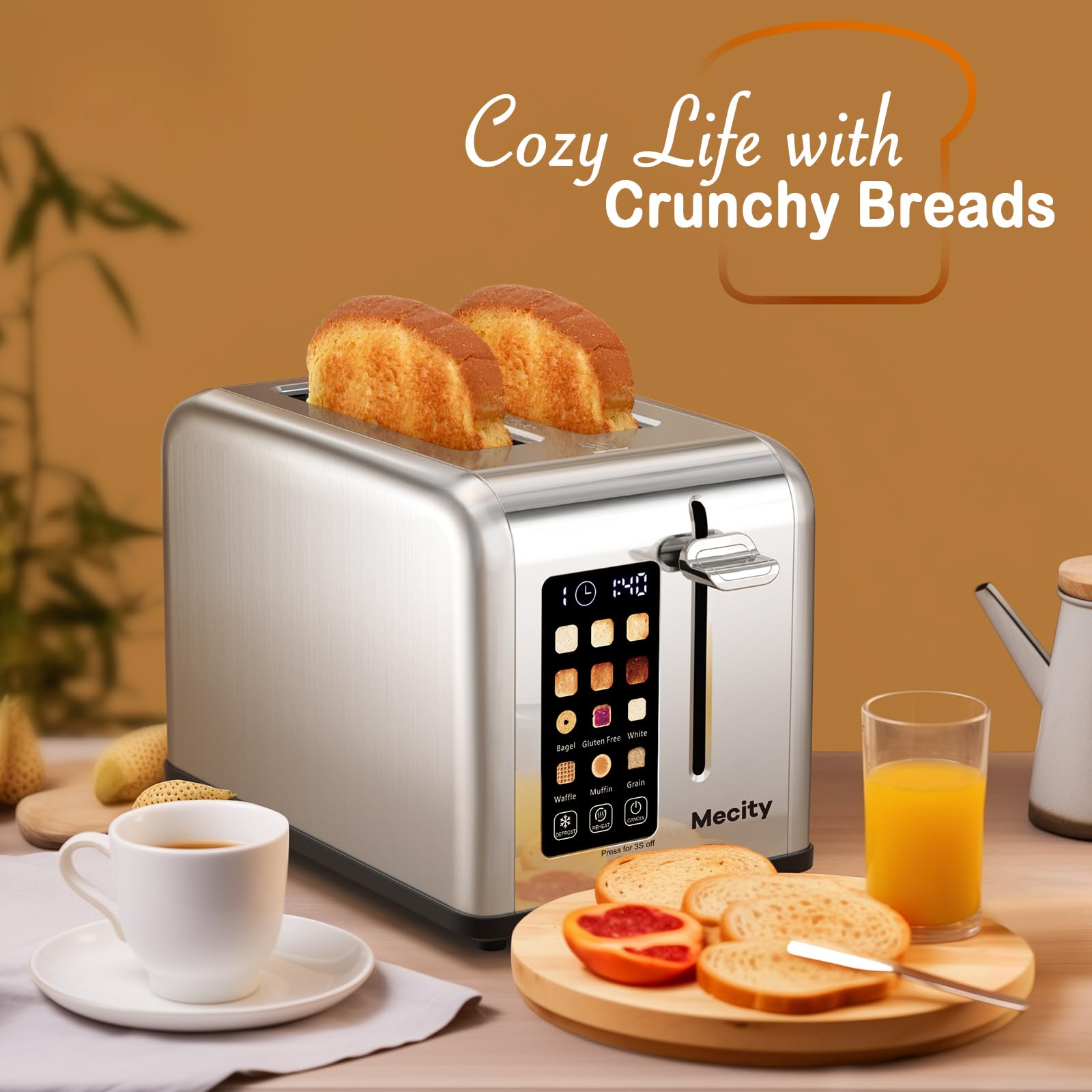 Mecity toaster six browning levels for customizable toast results.