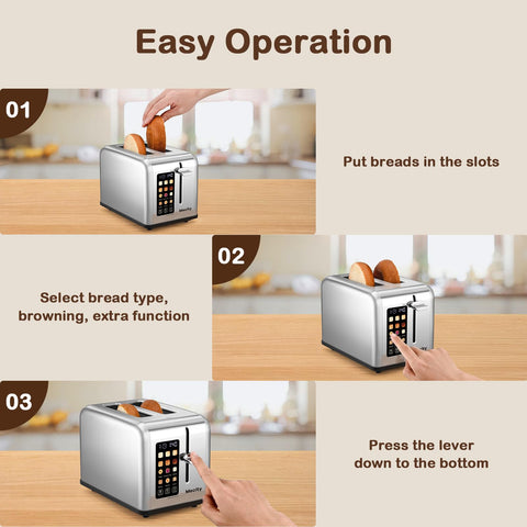 Mecity toaster removable crumb tray for easy maintenance and cleanup.