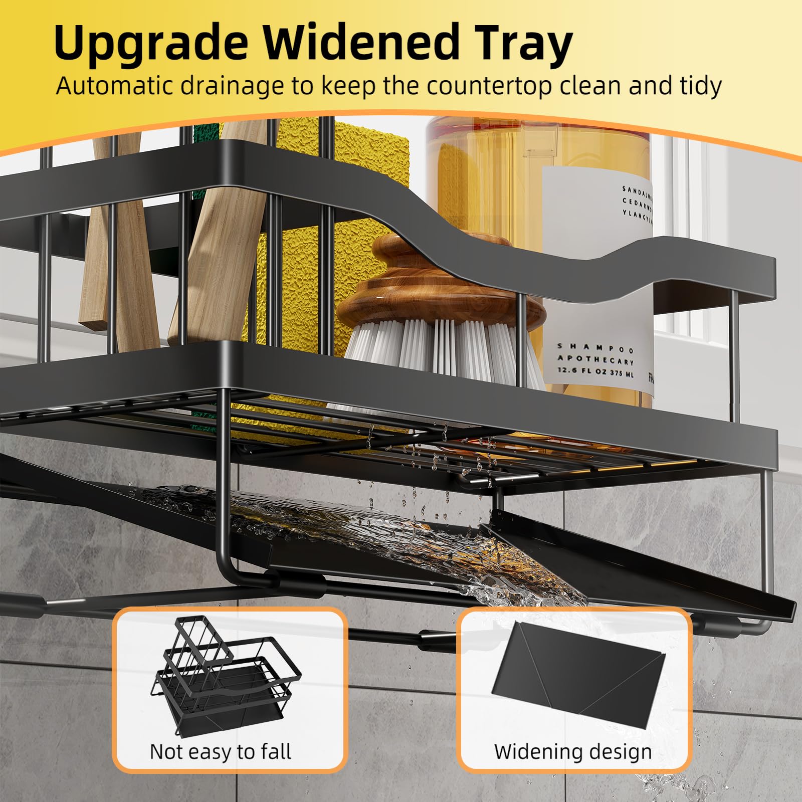 Anti-slip bottom pads keep the holder steady on the counter