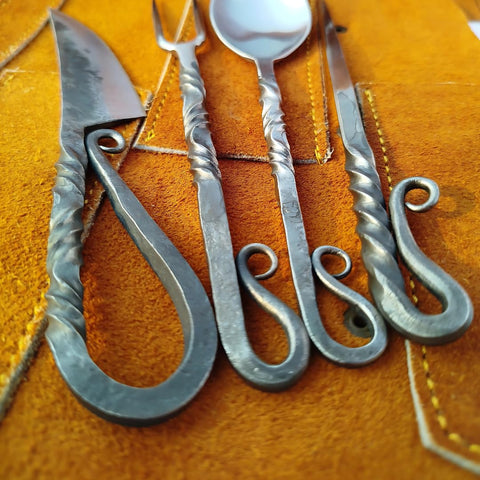 Medieval dining silverware ready for cosplay or renaissance dinner using a black finish