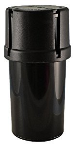 MedTainer storage container with built-in grinder in black for discreet, on-the-go storage