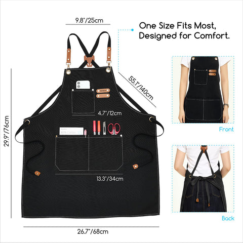 MEEDEN painting apron back view highlights cross-back straps for comfortable wear