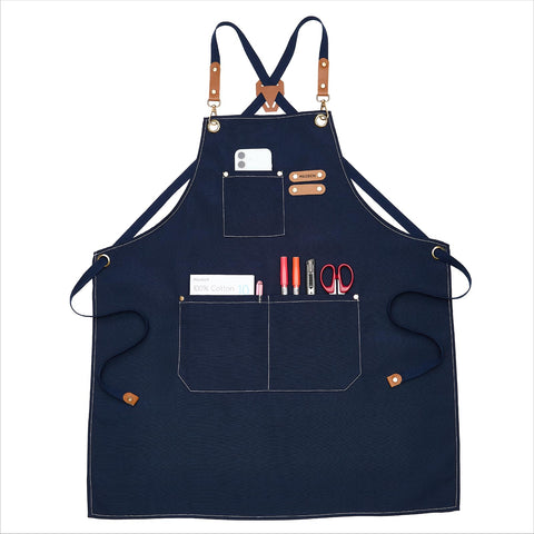 MEEDEN painting apron in cross-back navy color for mess-free painting sessions.