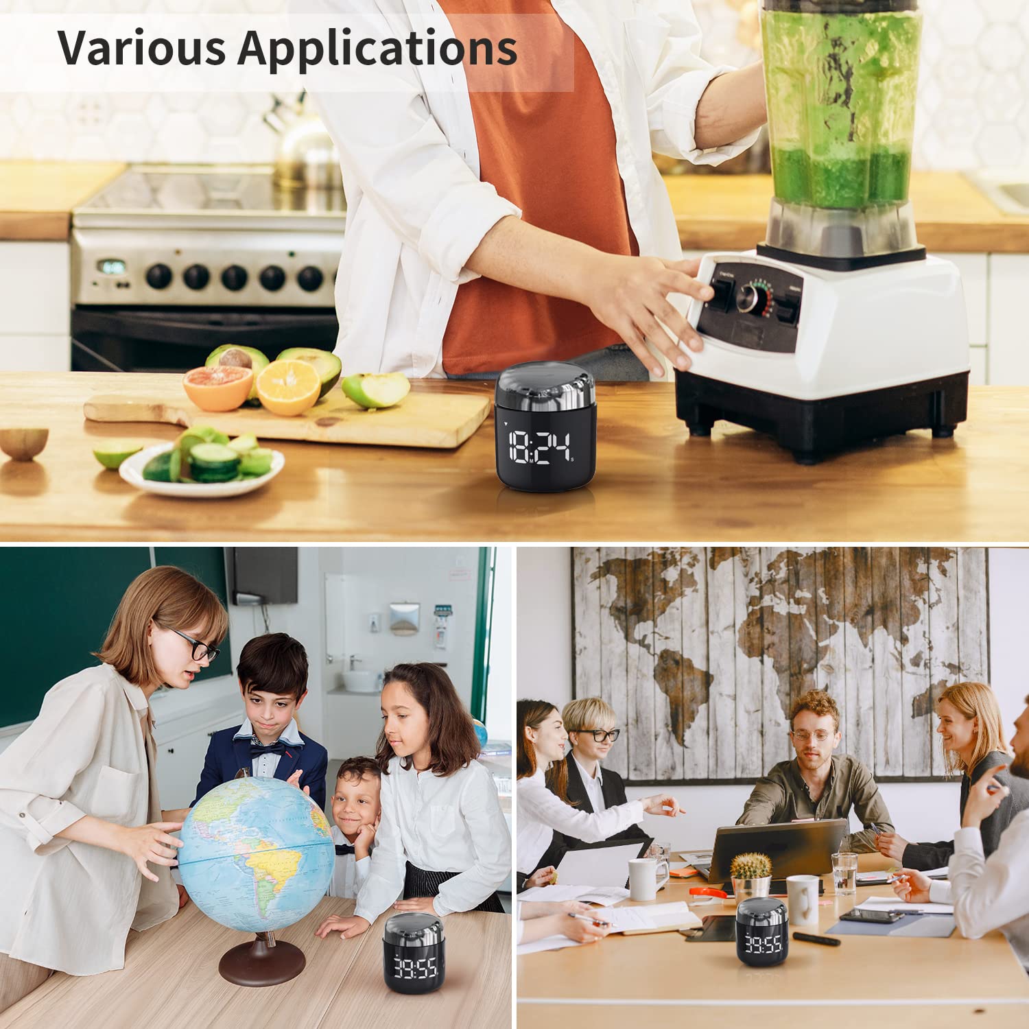 MeesMeek timer features a compact 3.14-inch diameter display and cylindrical form