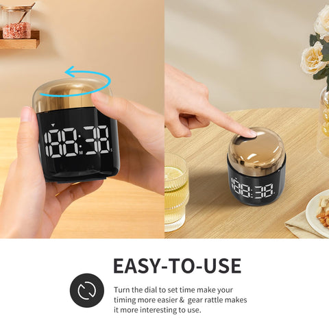 MeesMeek digital timer with rotating crown to set time, easy to adjust.