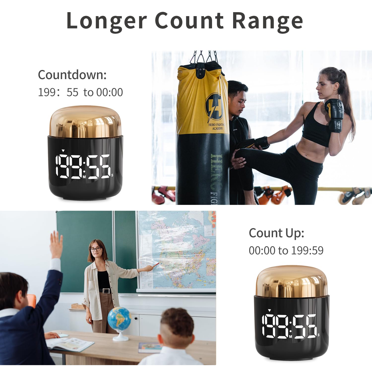 MeesMeek timer with adjustable volume for audible alerts during cooking or study.