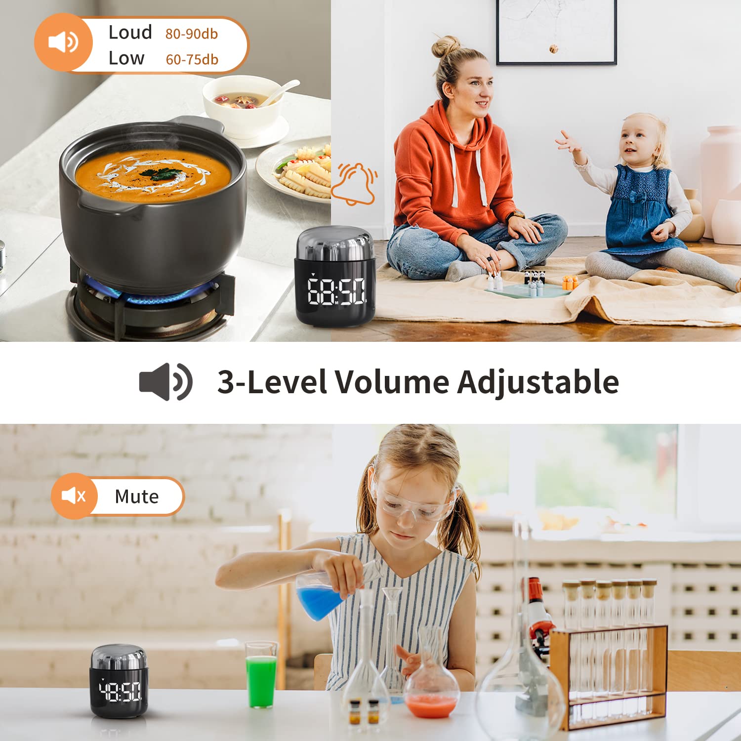 MeesMeek timer provides adjustable alarm volume for different environments