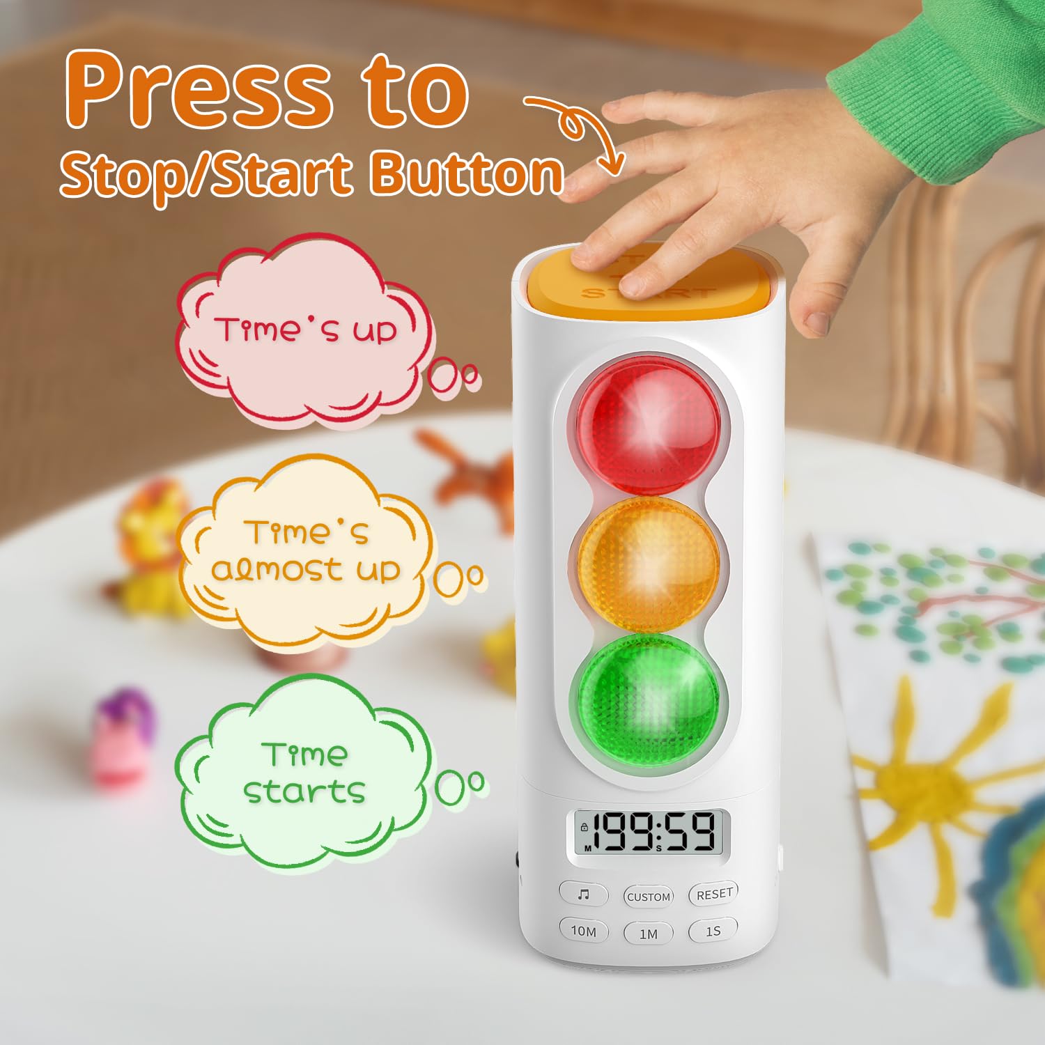 MeesMeek Traffic Light Timer yellow light countdown visually paces tasks.