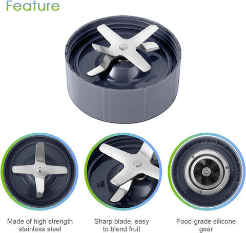 MEET JUICE extractor blade close-up showing six-fin design for efficiency.
