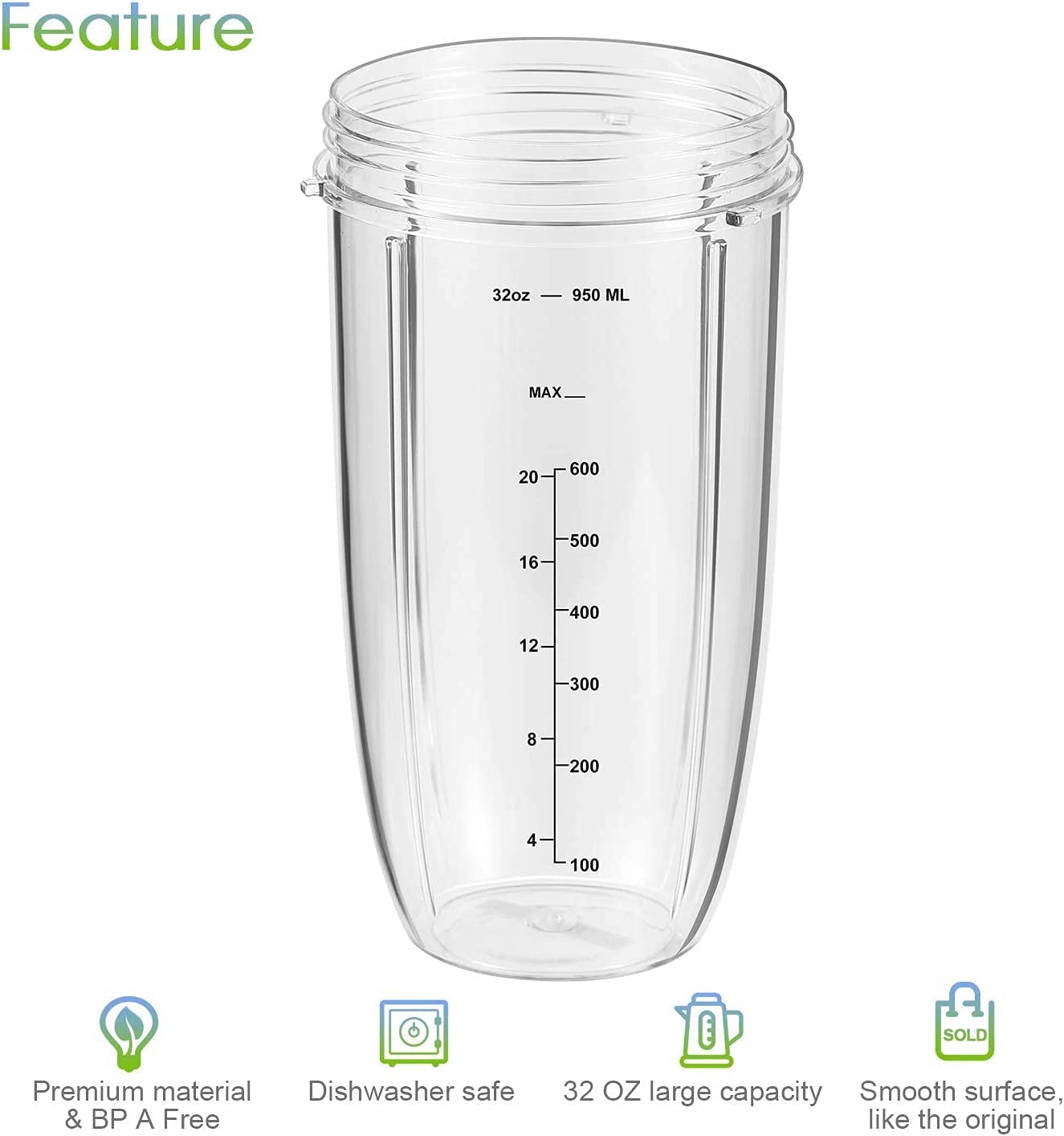 MEET JUICE 32oz cup open-top for quick blends.