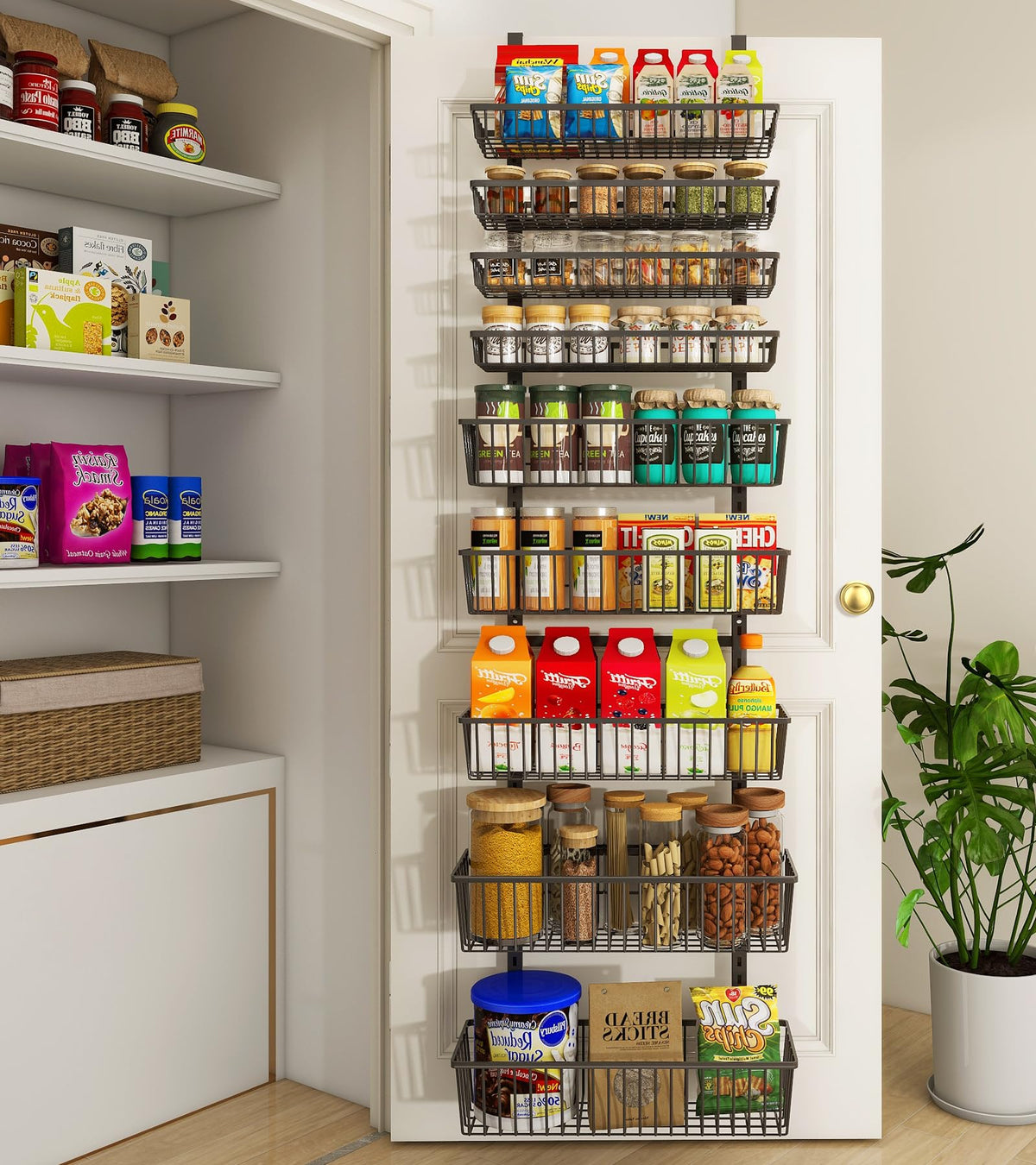 Mefirt 9-tier over-the-door organizer in black metal for durable storage