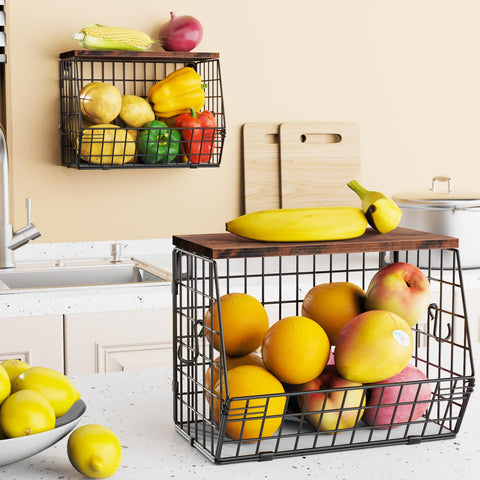 Mefirt carbon steel fruit basket with matte finish for modern kitchens