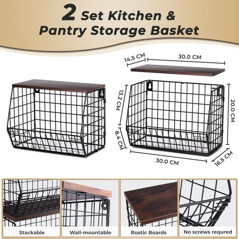 Mefirt kitchen storage basket with wood lid on a clean counter