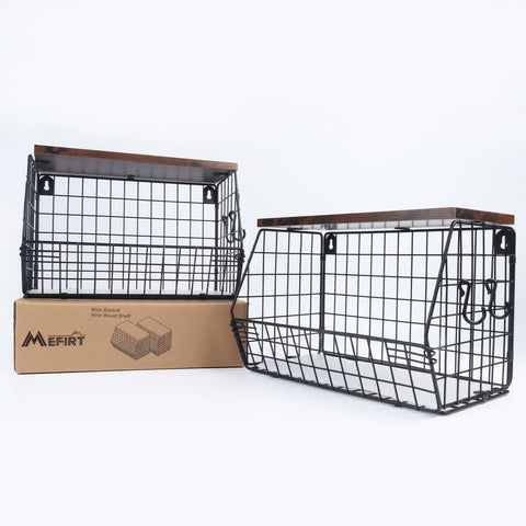 Mefirt multi-use basket with wood lid suitable for home office or bathroom