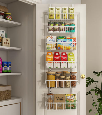 Mefirt over-the-door pantry organizer setup shows quick installation and space saving.