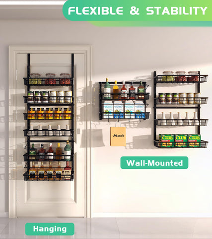 Mefirt six-tier adjustable baskets front view for flexible storage.