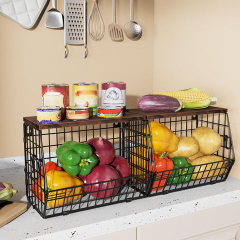 Mefirt wall-mounted basket frees counter space in small kitchens.