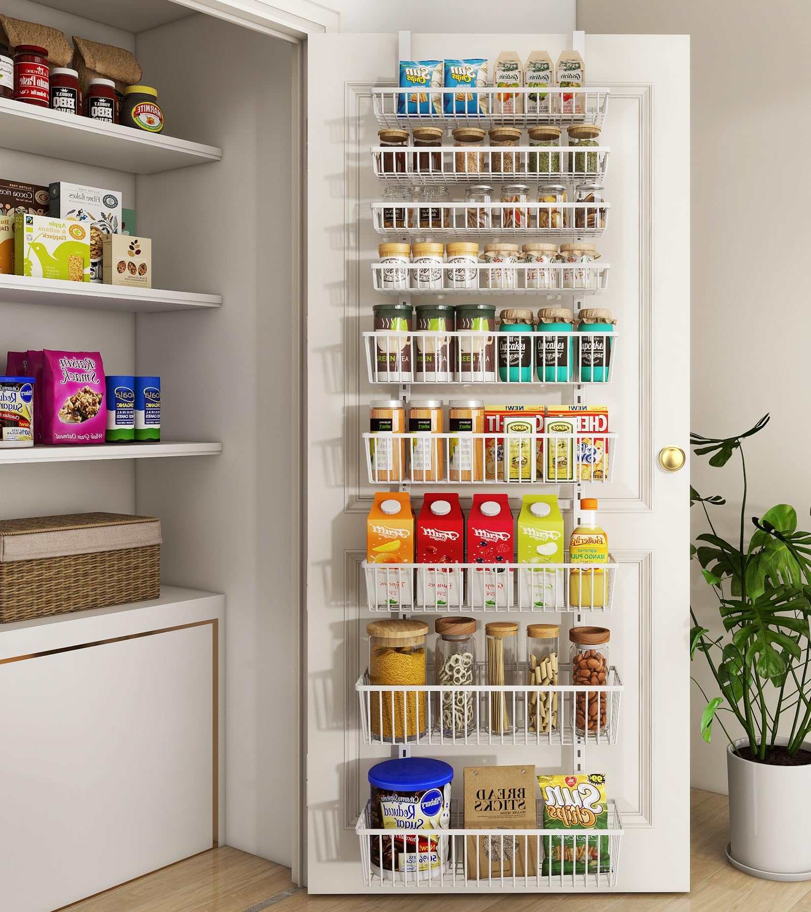 Mefirt White 9-Tier Over-The-Door Organizer setup shows versatile storage solution that reduces clutter.