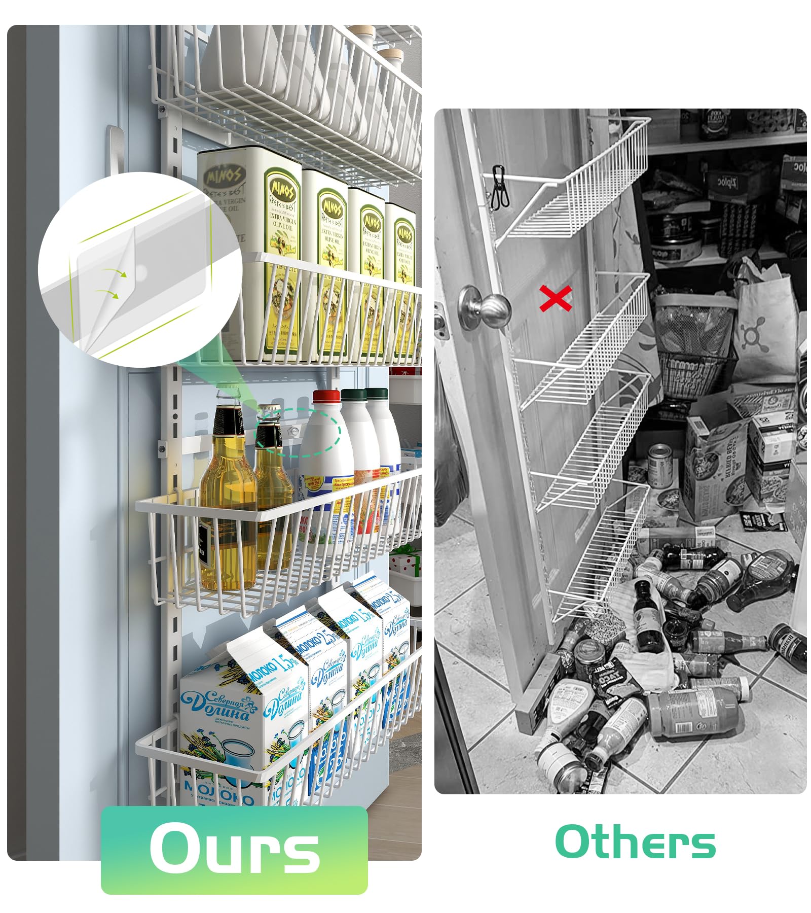 Mefirt White 9-Tier adjustable baskets offer flexible organization for pantry and closet items.