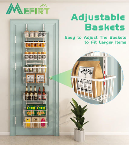 Mefirt white door-mounted organizer shown in a modern kitchen setup