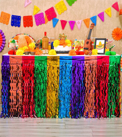 Mega-L Fiesta party skirt complements tacos and tequila ambiance