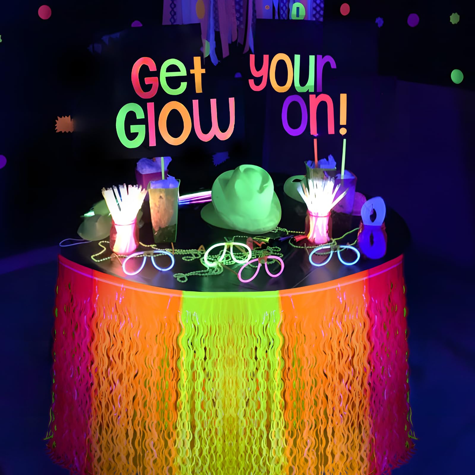 Mega-L Glow durable tinsel fringe provides lightweight, lasting sparkle.
