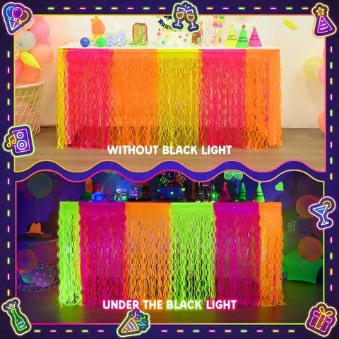 Mega-L Glow neon table skirt 108x29.5 inches fits rectangular tables.