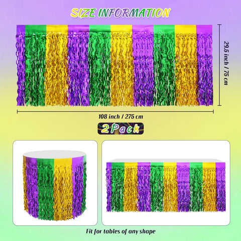 Mega-Loopolis shiny metallic fringe decor for Mardi Gras ambiance.