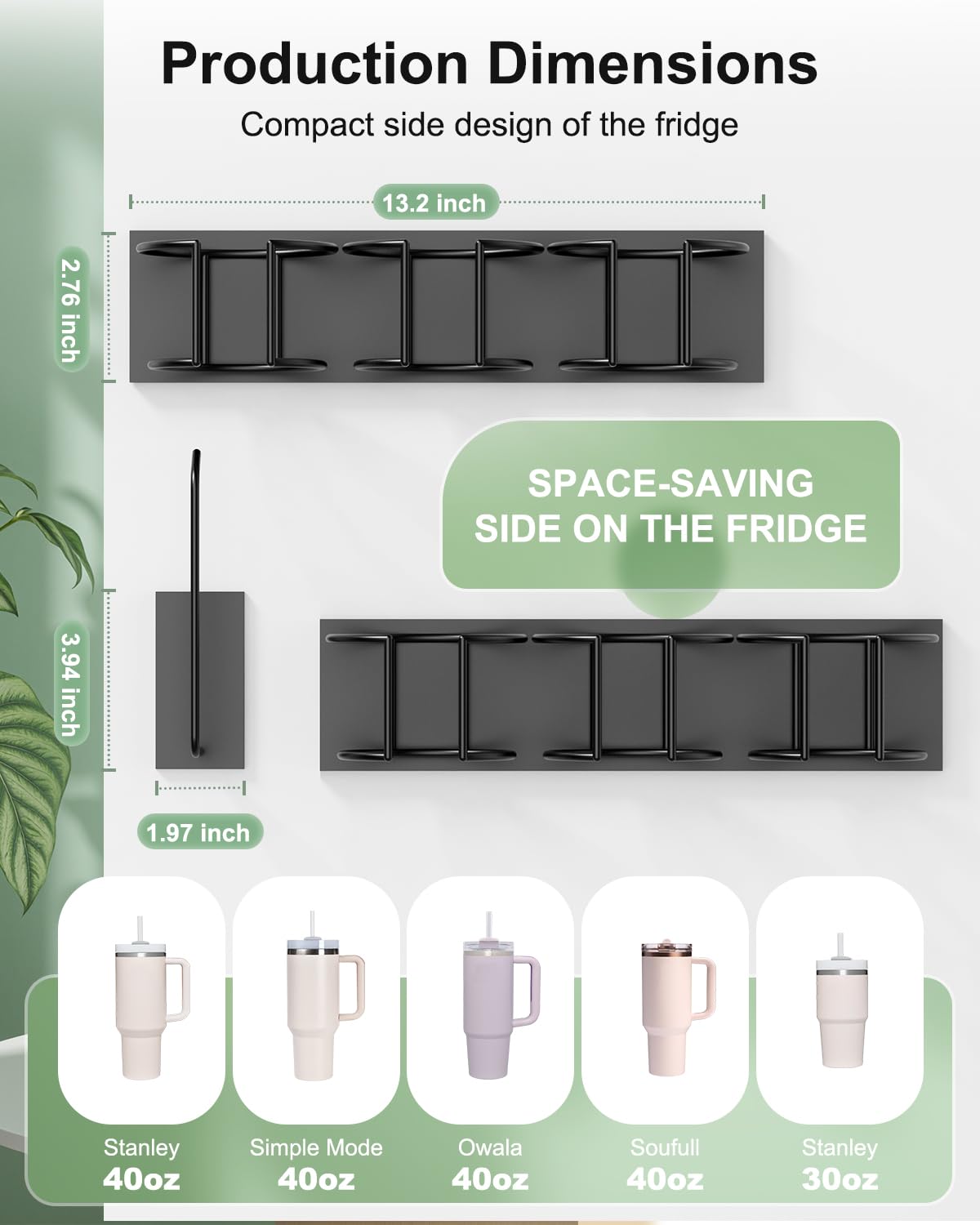 Megapuxin Stanley cup lid rack on fridge for easy lid access and clutter-free counter.