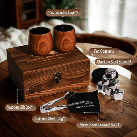 Megapuxin whiskey stones set keeps drinks cold without dilution.