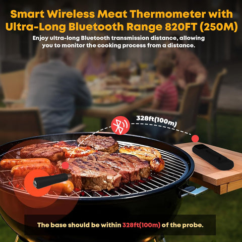 Megapuxin wireless meat thermometer dual-probes-setup enables simultaneous internal and ambient temp tracking.