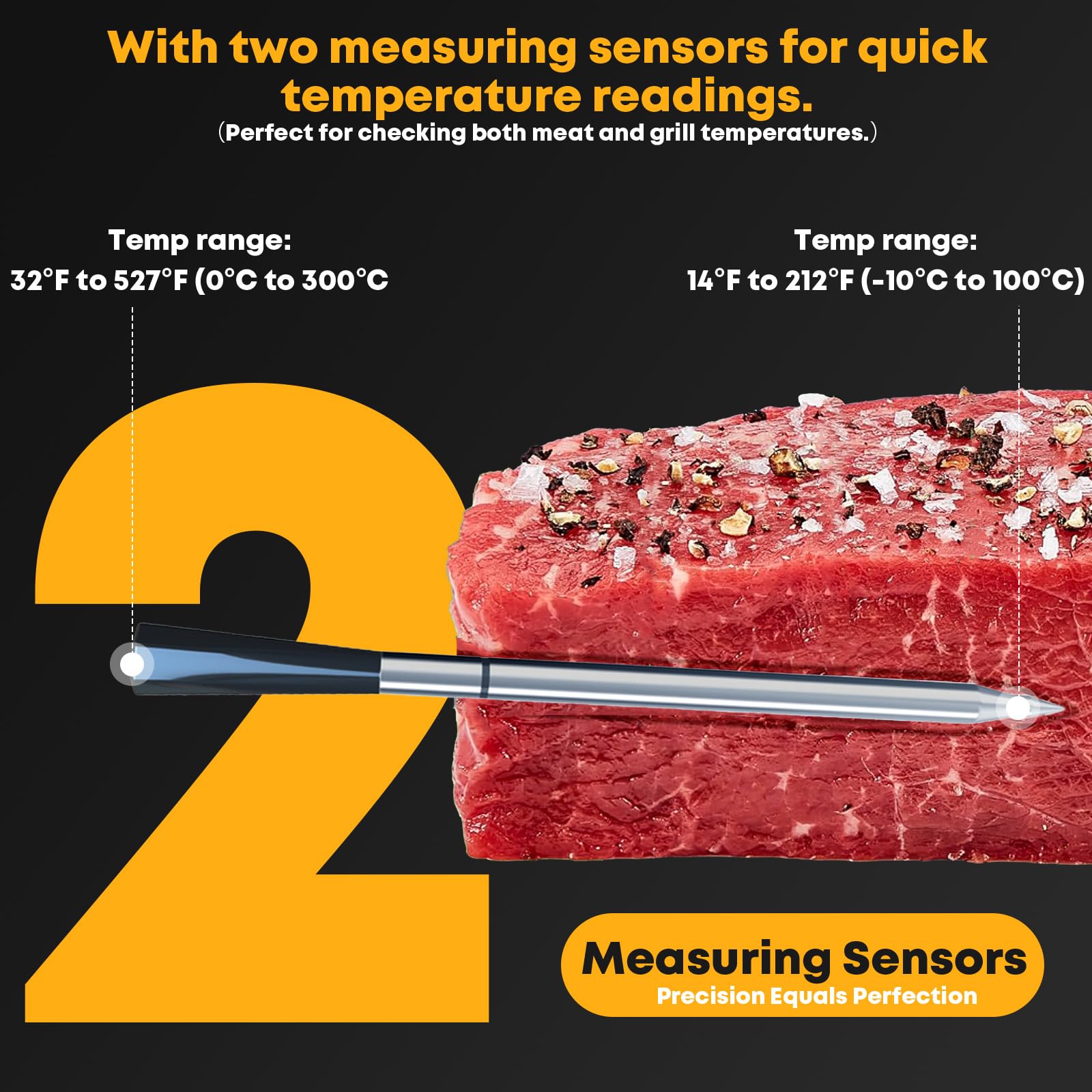 Megapuxin wireless meat thermometer long-range bluetooth allows remote monitoring from across the patio.