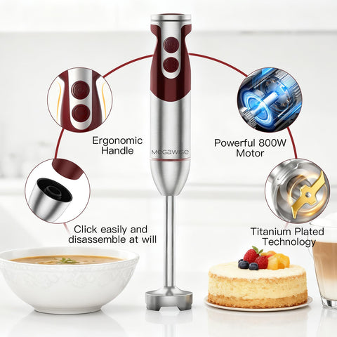 MEGAWISE dishwasher-safe attachments simplify cleanup after cooking.