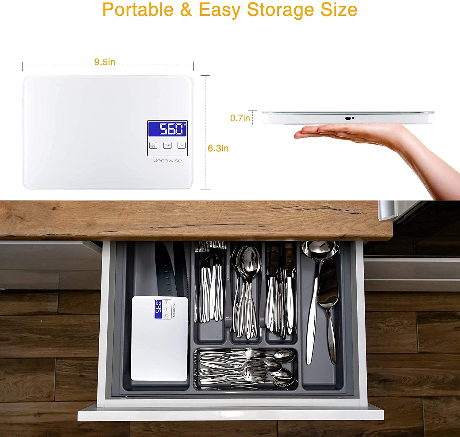 MEGAWISE scale in a baking setup for precise measurements.