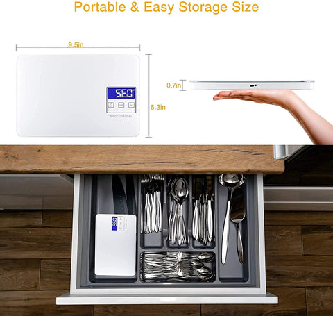 MEGAWISE scale in a baking setup for precise measurements.