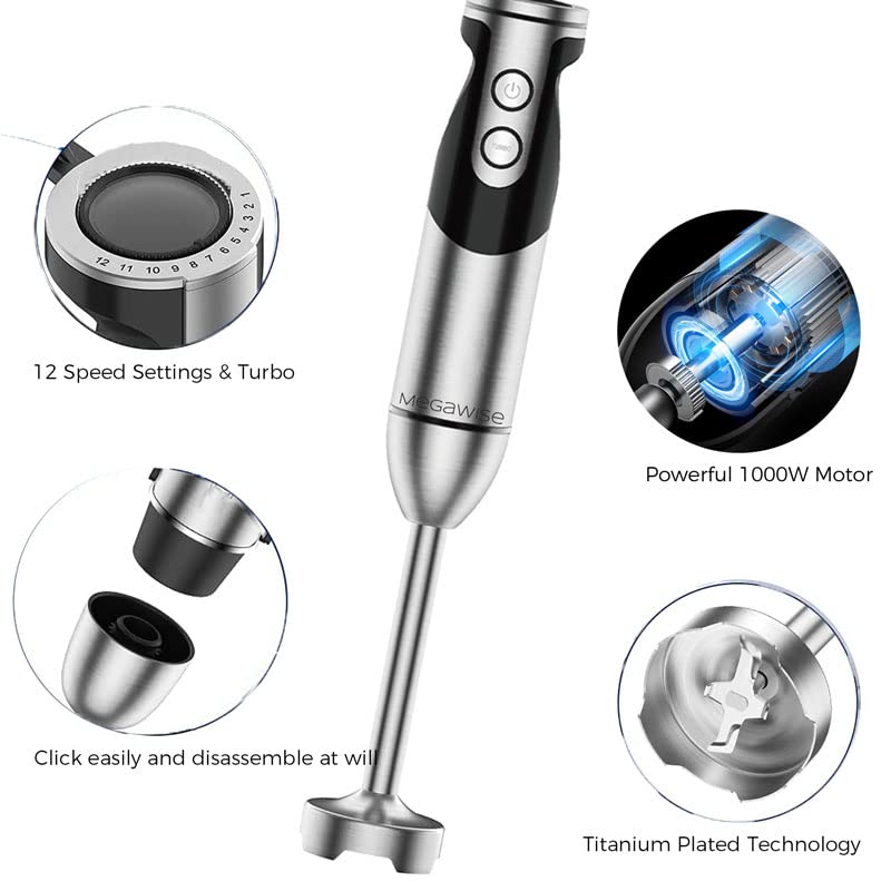 MEGAWISE Pro 1000W copper motor powers quick emulsions and creamy soups.