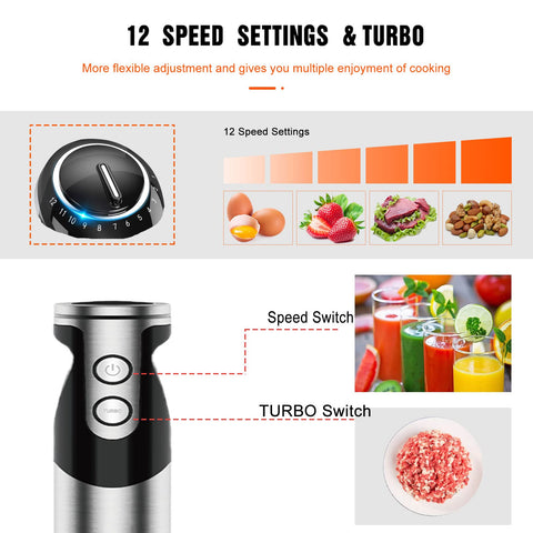 MEGAWISE Pro 12 speeds with TURBO offer precise control for tough ingredients.