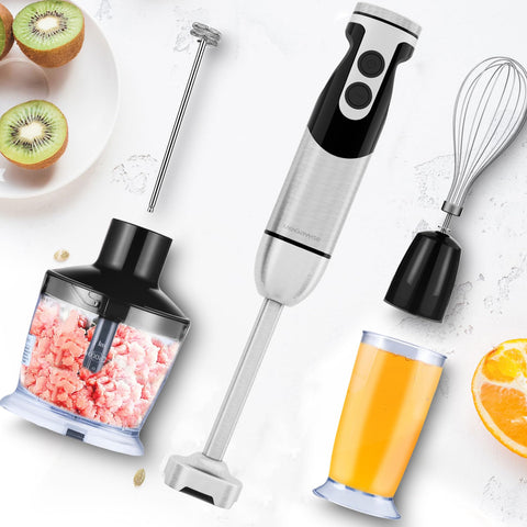 MegaWise Pro immersion blender’s ergonomic handle supports comfortable long blending.