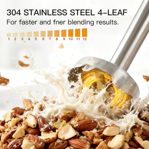 MEGAWISE titanium reinforced blades deliver sharp, durable performance for smoothies and baby foods.