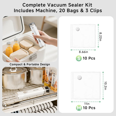 Mehomeli kit contents—10 small and 10 medium BPA-free bags included.