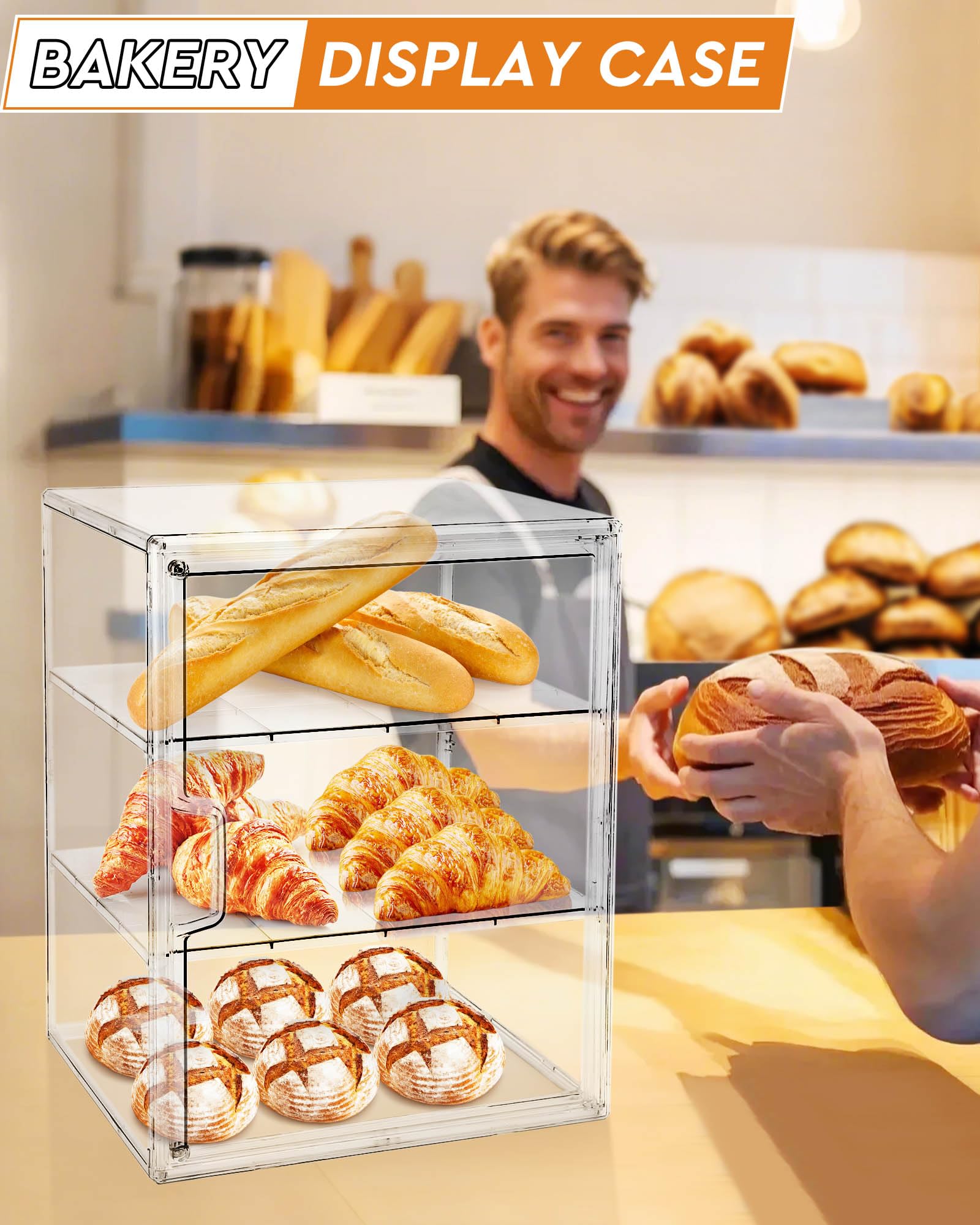 MEI NIAN bread box multifunction storage holds breads, muffins, and bagels
