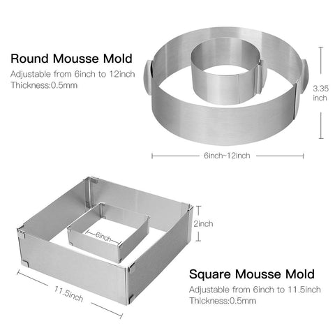 Meichu adjustable cake ring square 6 to 11.5 inches for even layers.