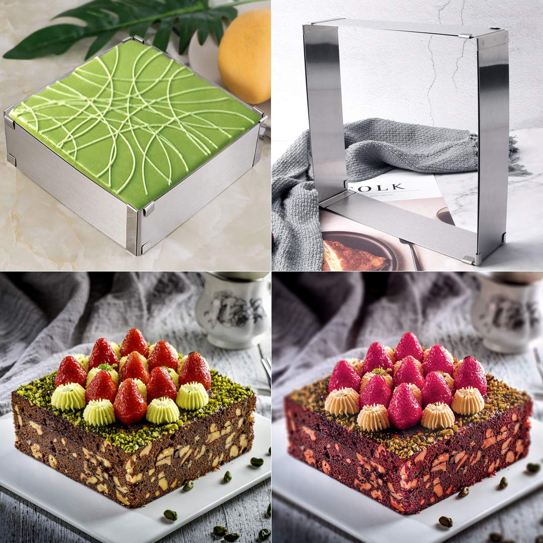 Meichu adjustable ring enables easy release during layered desserts.
