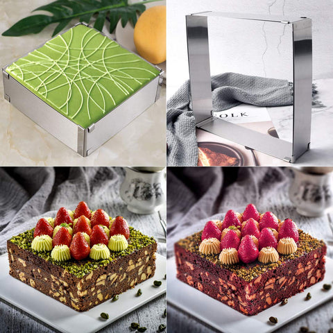 Meichu adjustable ring enables easy release during layered desserts.